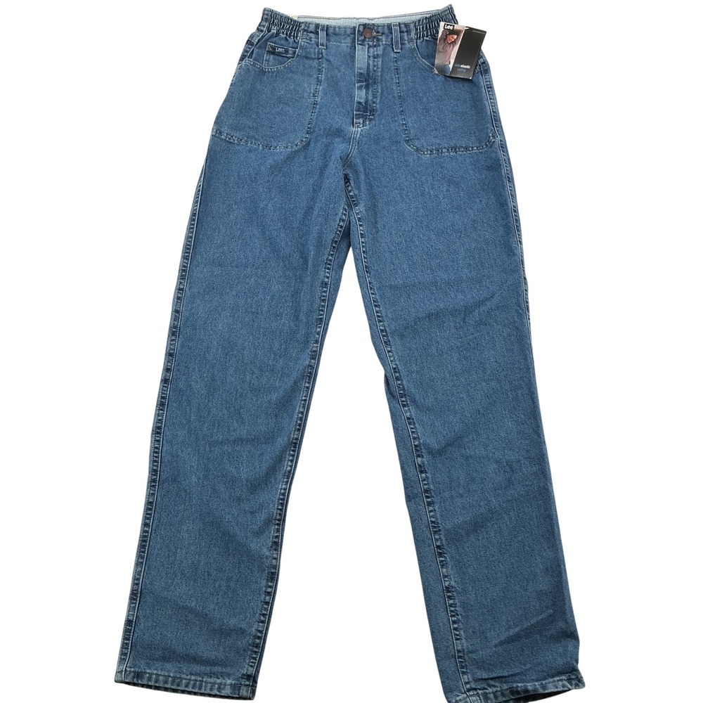 Lee Utility Jeans Womens 12L Blue Side Elastic High Rise Straight 90s Gorpcore